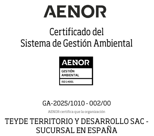 TEYDE Territorio y Desarrollo SAC –  Celebra la obtención de la certificación ISO 14001:2015.